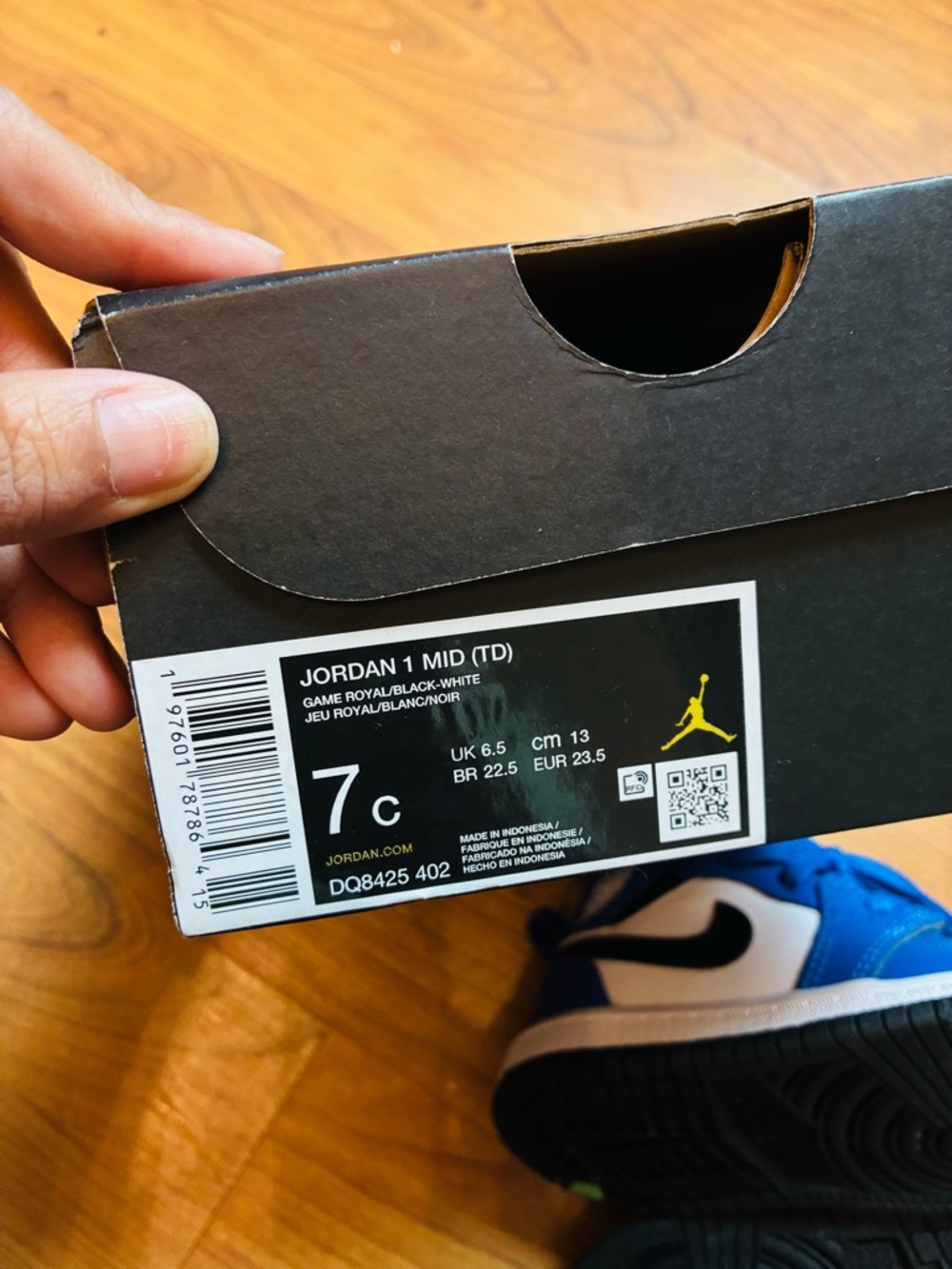 Nike Air Jordan 1 Mid TD – Game Royal Black White – Size 7C Toddler - Picture 4 of 4
